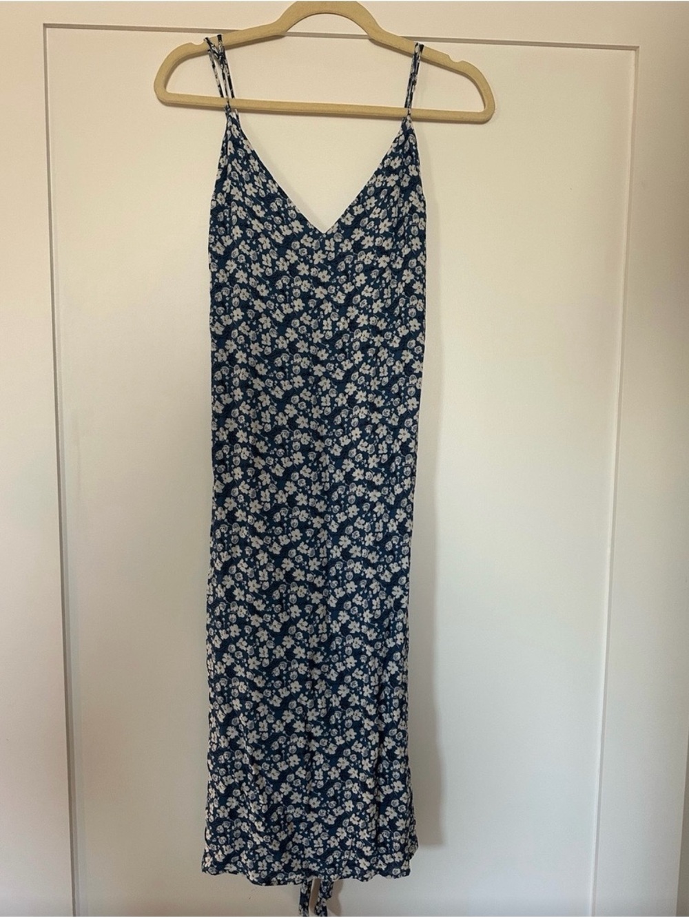 Reformation Navy Blue Floral Midi Slip Dress